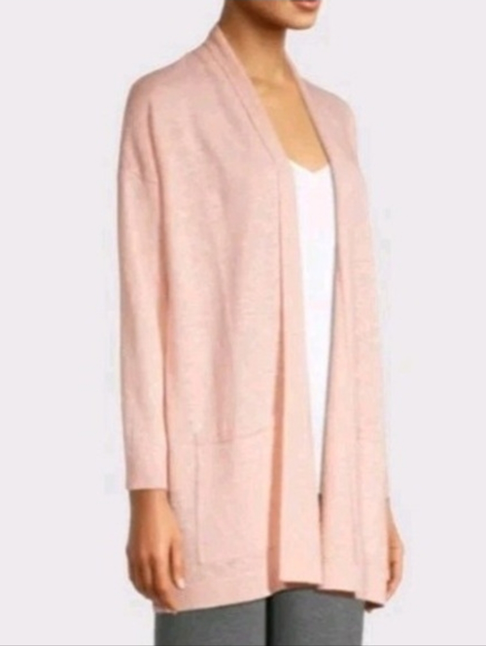 Eileen Fisher Blush Pink Open Front Linen Blend Cardigan